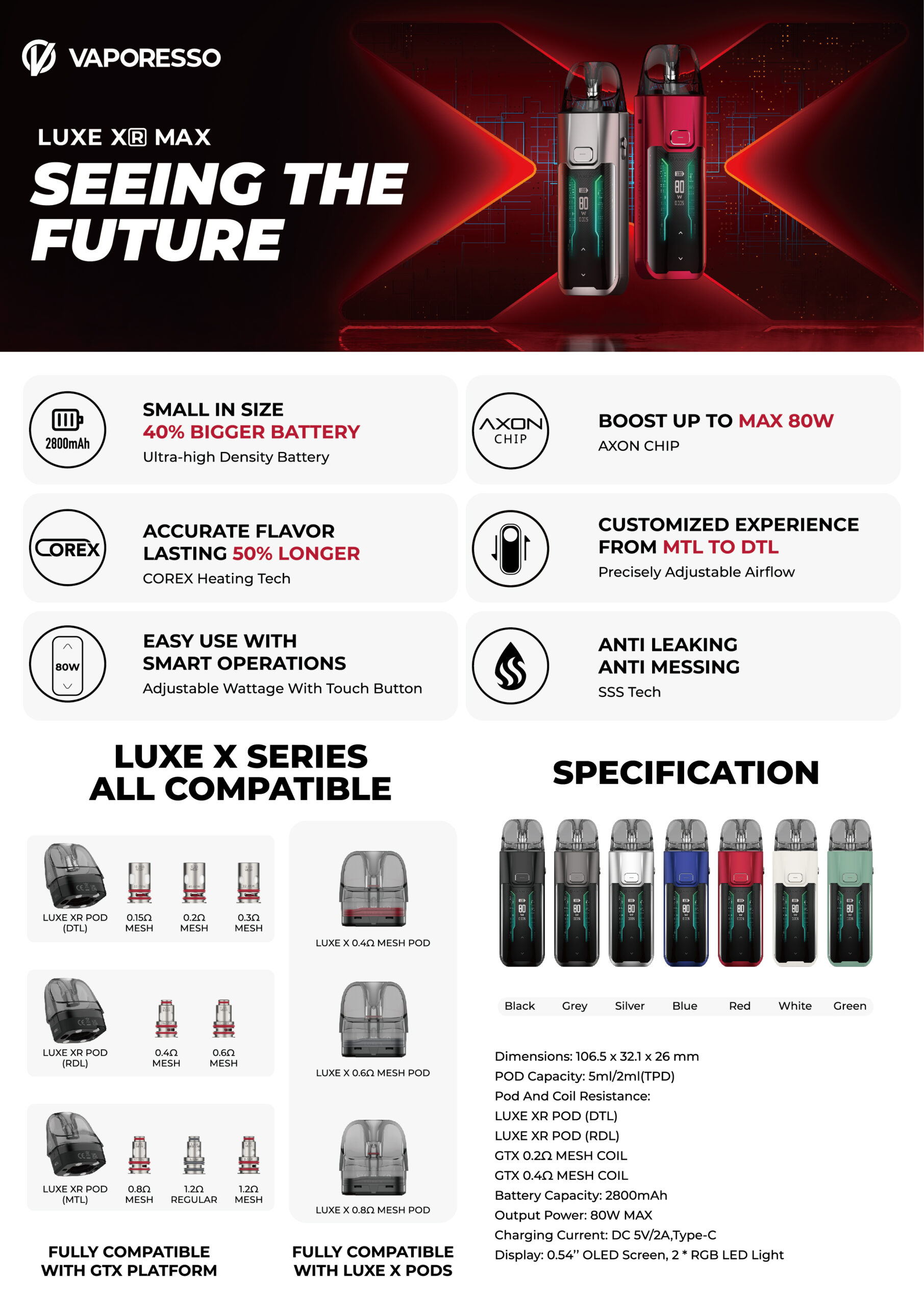 Vaporesso Luxe XR Max Pod Kit 2800mAh Version Cuir Banner